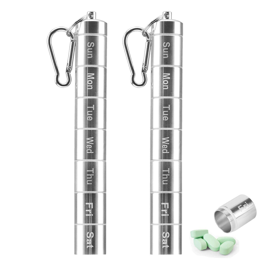 Rely2016 Weekly Pill Fob, Aluminum Alloy Waterproof Pil