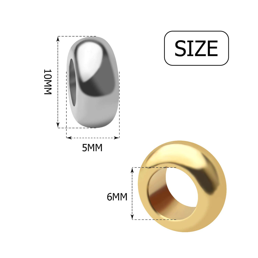 60pcs Rondelle Large Hole Spacer Beads Tibetan European