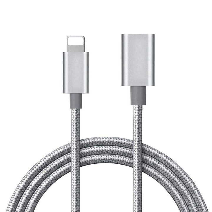 6.6FT Braid Extension Cord Cable Charging Sync Video &amp; Audio Compatible with iOS Devices (Phone/Pad/Pod), Male to Female Dock Cable Extender Connector Case Adapter (Gray)