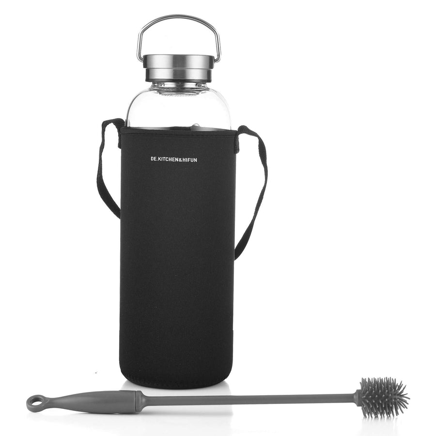 DE.KITCHEN&HIFUN Glasss Water Bottle 64oz, Large Bo