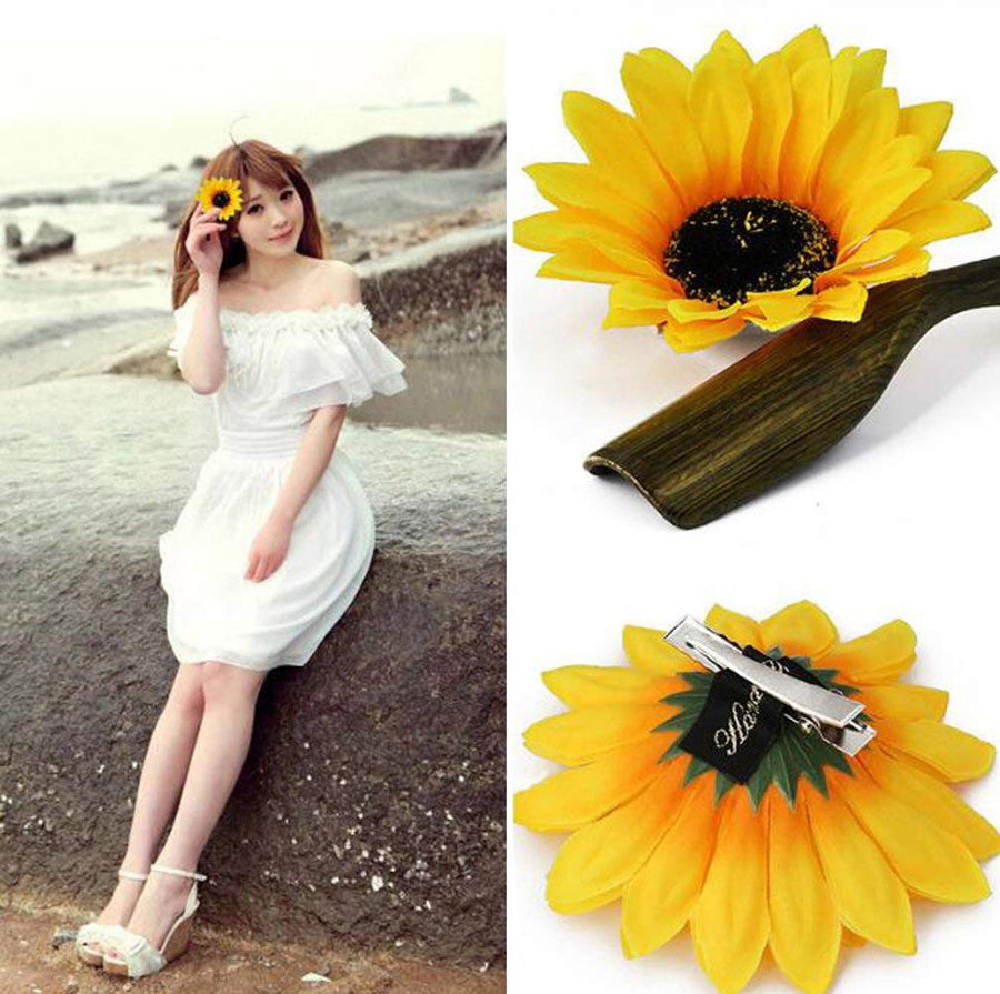erioctry 6PCS Beautiful Sunflower Hair Alligator Clips 