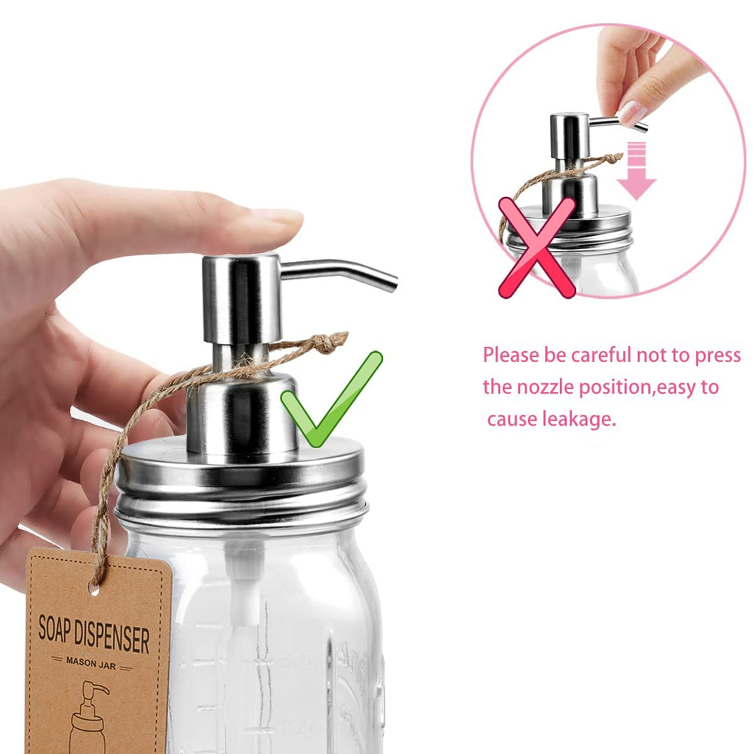 Mason Jar Bathroom Accessories Set 4 Pcs -Lotion Soap Dispenser &amp; 2 Cotton Swab Holders &amp; Toothbrush Holder - Rustic Farmhouse Decor, Bathroom Home Decor, Perfect Decorating Idea (Grey)