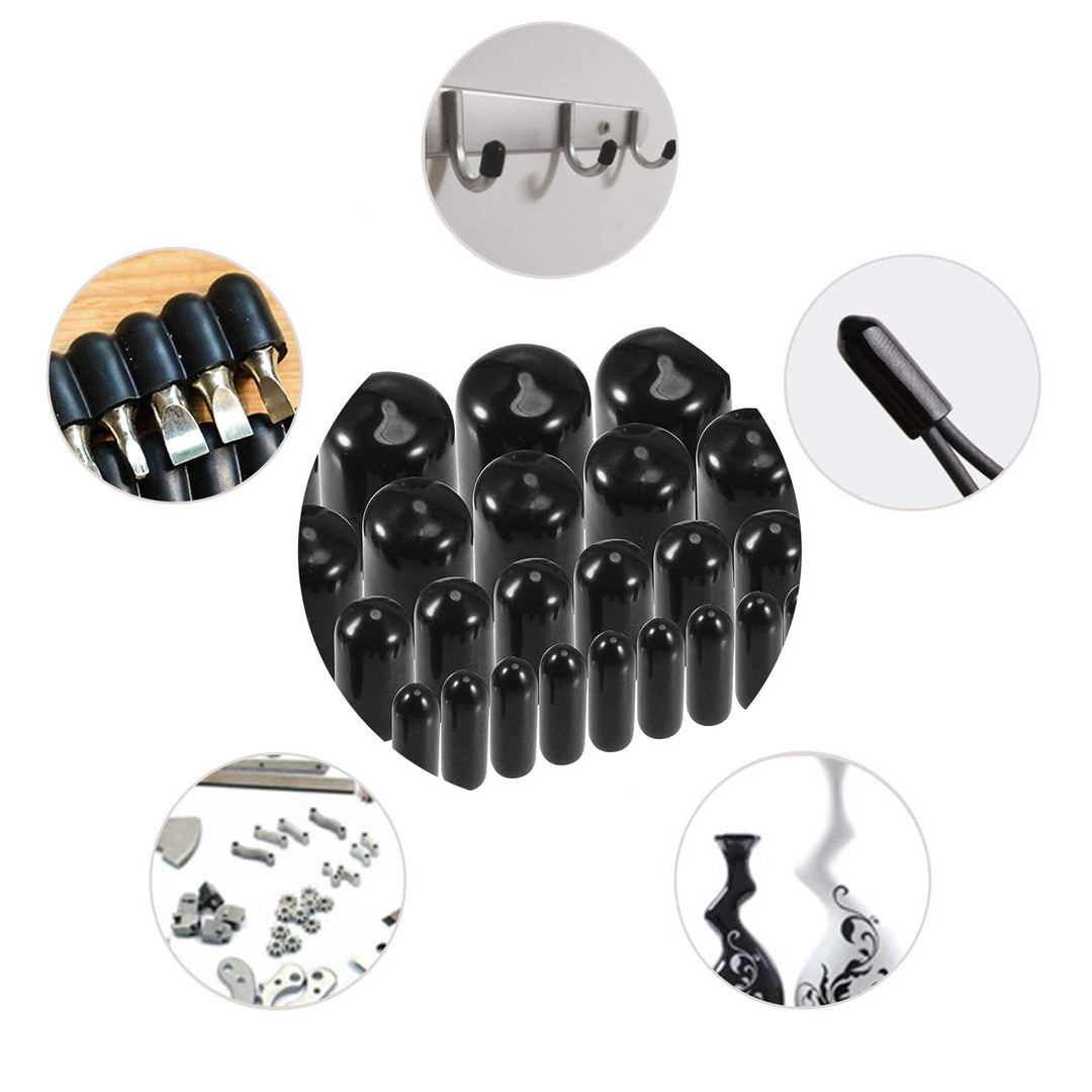 40 Pcs Rubber End Caps PVC Black Bolt Screw Thread Protector Safety Cover 3MM 6MM 9MM 12MM