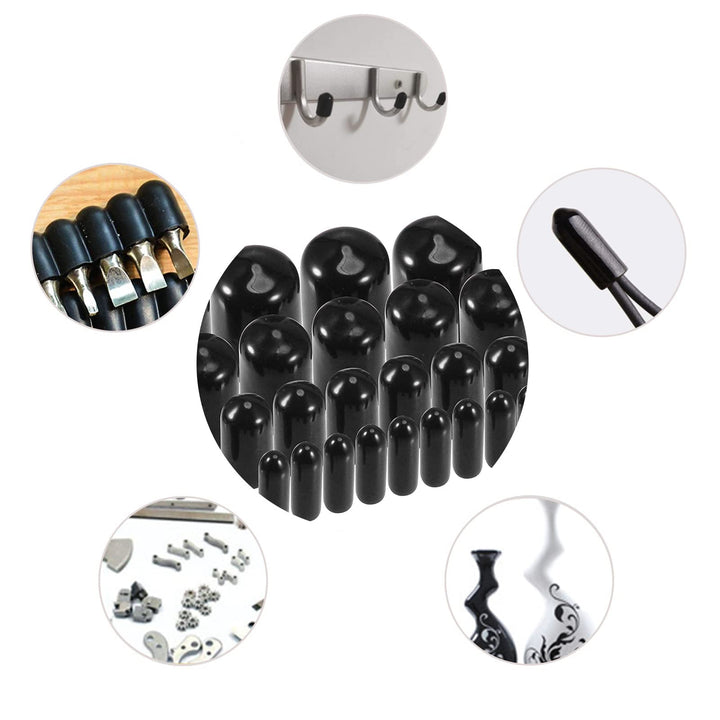 40 Pcs Rubber End Caps PVC Black Bolt Screw Thread Protector Safety Cover 3MM 6MM 9MM 12MM