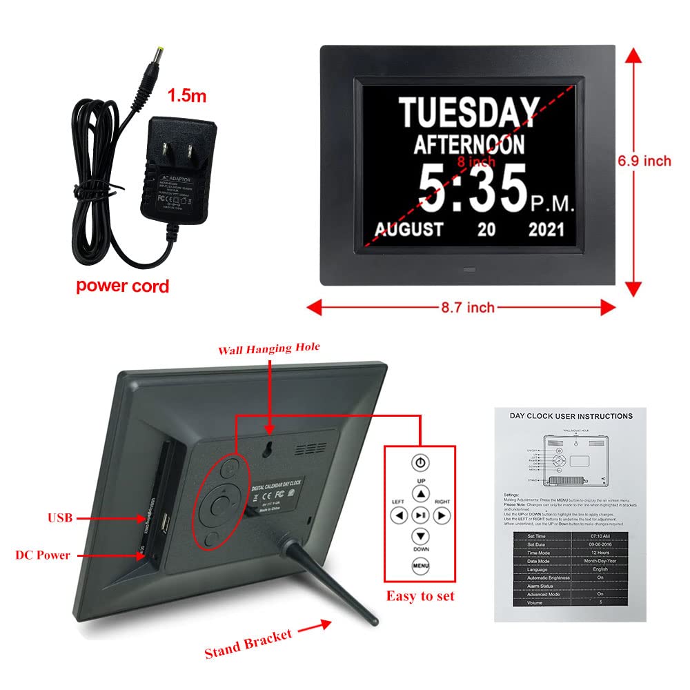 Levick 8 inch Dementia Clock Large Digital Clock for Se