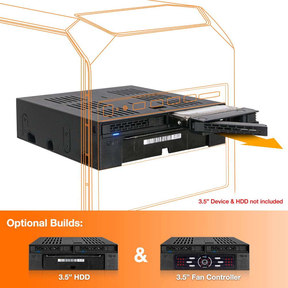 2 Bay 2.5 SAS/SATA HDD/SSD Mobile Rack + 3.5 Slot for External 5.25 Bay | ExpressCage MB322SP-B
