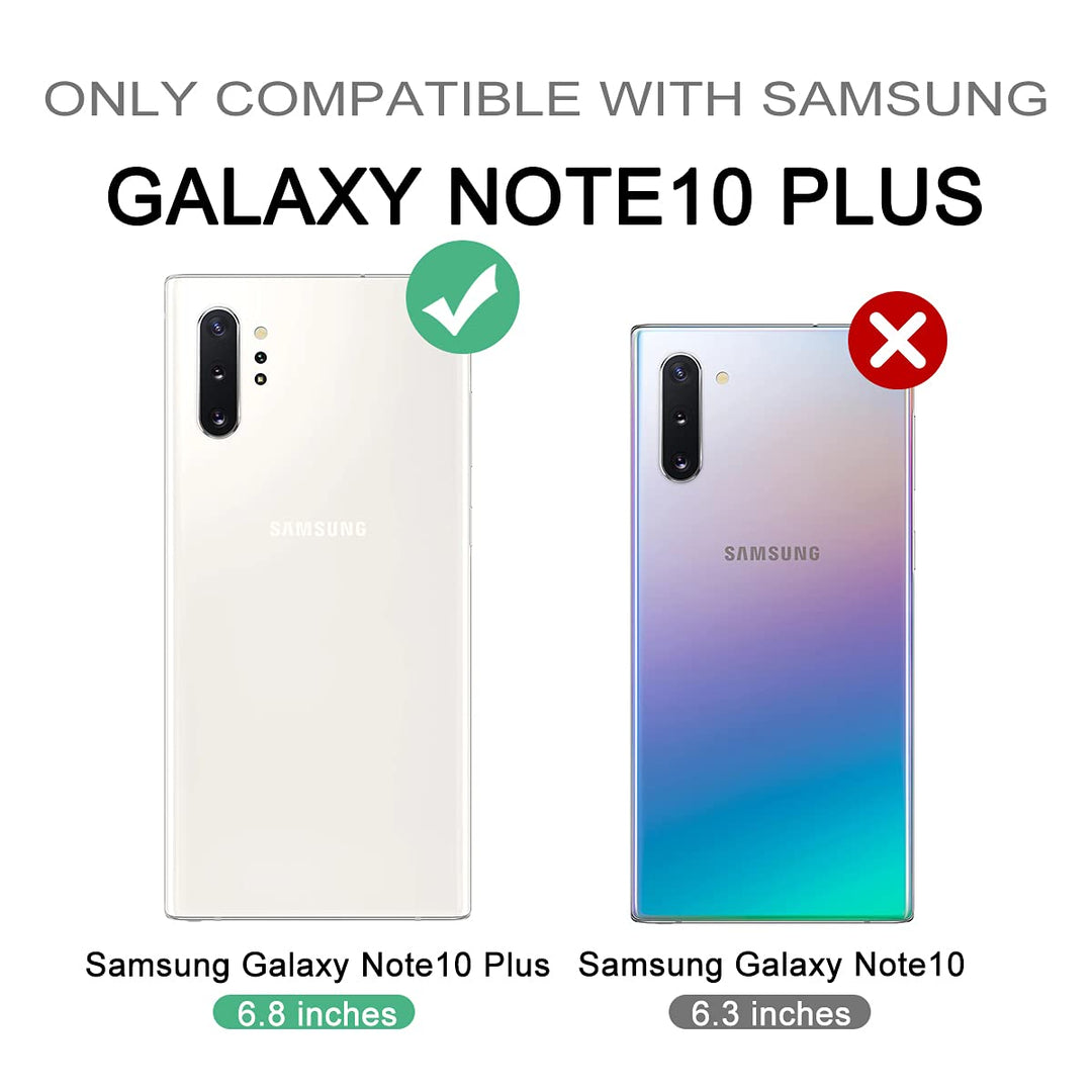 for Samsung Galaxy Note 10+ Plus Case, [Built in Screen Protector and Kickstand] Heavy Duty Military Grade Protection Shockproof Protective Cover for Samsung Galaxy Note 10 Plus Black
