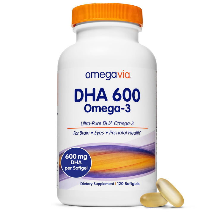 OmegaVia DHA 600 mg, Ultra Pure Omega-3 DHA Supplements