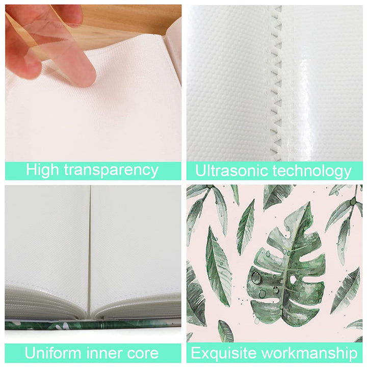Photo Album 4x6 Vertical Hold 100 Pictures, Photo Album Self Adhesive 50 Pages Pockets 2 Per Page, Print Photo Album Book Small Scrapbook for Baby, Wedding Photo (leaf)
