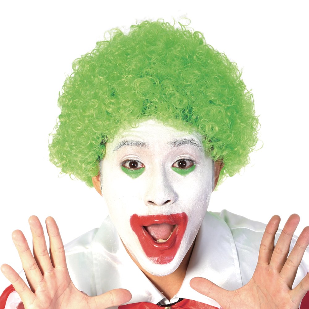 Green: Funny Curly Afro Wig World Cup Football Fan Cosplay Wig Humor Clown Wig 6 Color (Green)