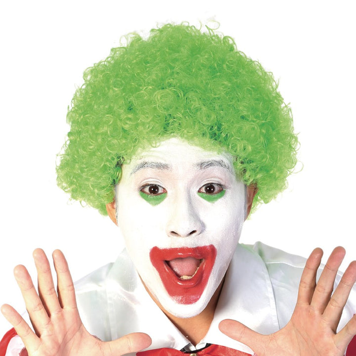 Green: Funny Curly Afro Wig World Cup Football Fan Cosplay Wig Humor Clown Wig 6 Color (Green)