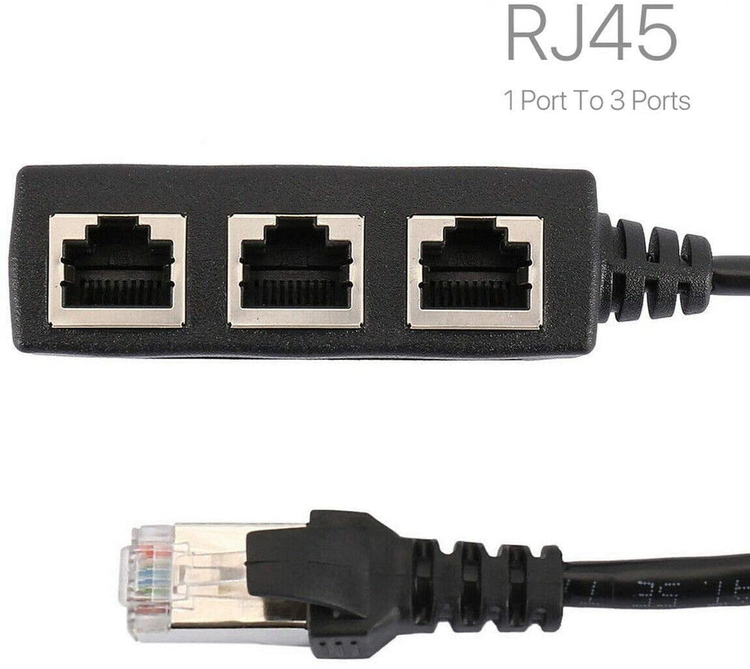 RJ45 Ethernet Splitter Cable, Sartyee RJ45 Y Splitter Adapter 1 to 3 Port Ethernet Switch Adapter Cable for CAT 5/CAT 6 LAN Ethernet Socket Connector Adapter Cat5 Cat6 Cable - ONE at A TIME