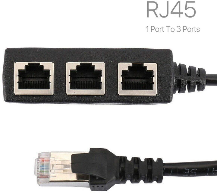 RJ45 Ethernet Splitter Cable, Sartyee RJ45 Y Splitter Adapter 1 to 3 Port Ethernet Switch Adapter Cable for CAT 5/CAT 6 LAN Ethernet Socket Connector Adapter Cat5 Cat6 Cable - ONE at A TIME