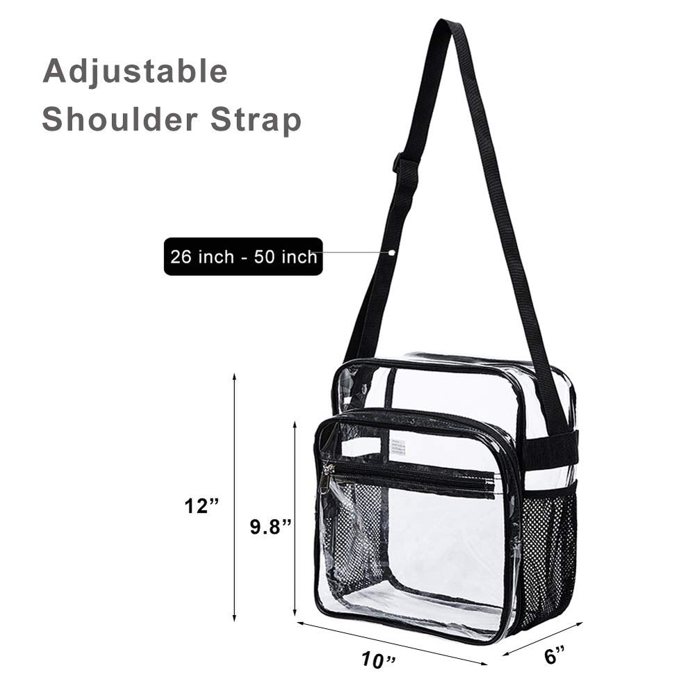 Clear Bag Stadium Approved, Clear Crossbody Messenger Shoulder Bag with Adjustable Strap for Concerts, Sports Events