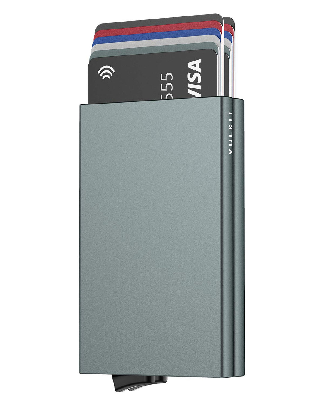 Pop Up Wallet, Slim Minimalist Credit Card Holder RFID Blocking Mini Metal Case for Men(space grey)