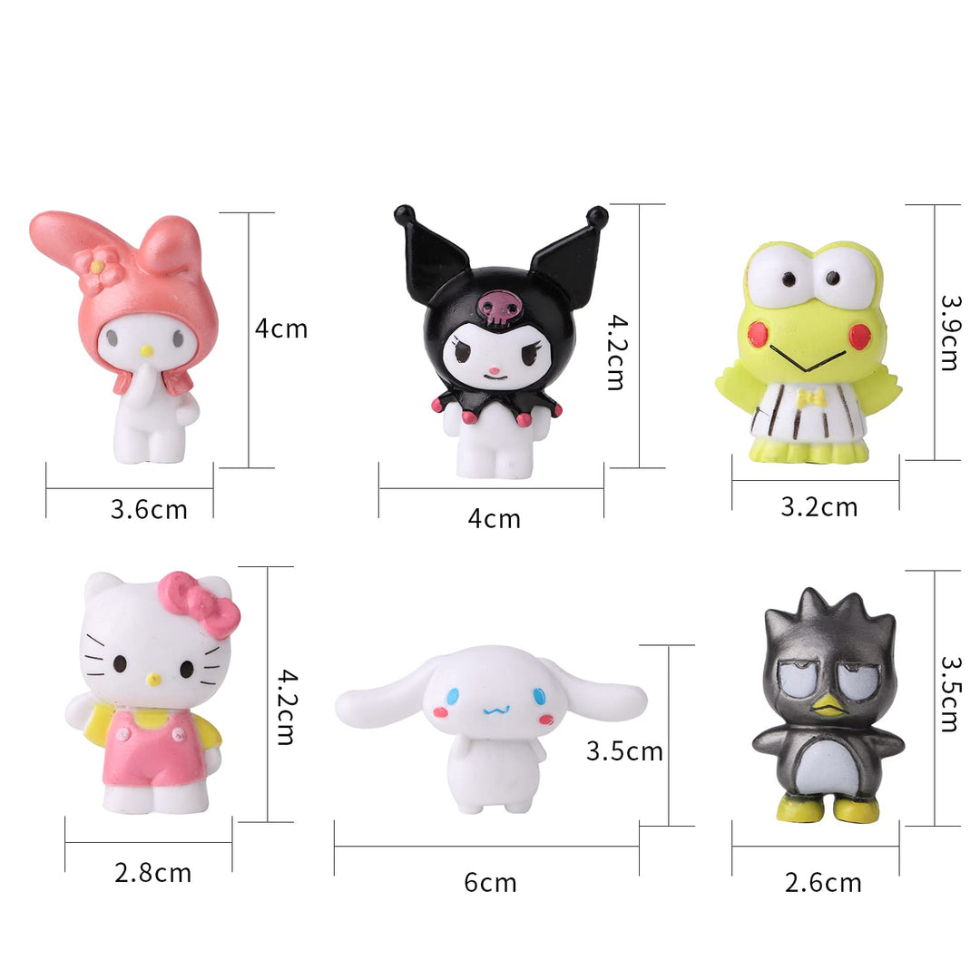 6 Pack Cute Cartoon Birthday Cake Topper, Kids Birthday Party Supplies Decorations,Bouquet,Charms
