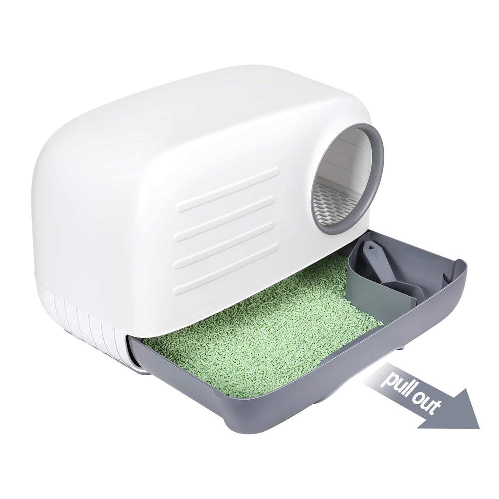 Cat Litter Box,Fully Enclosed Litter Box Holds Odors,Prevents Urine and Litter Leakage,Easy to Clean Stylish Litter Box Furniture with Pull-Out Litter Tray and Litter Scoop