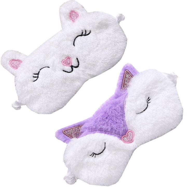 2 Pack Cute Animal Sleep Mask for Girls Cute Cartoon Fo
