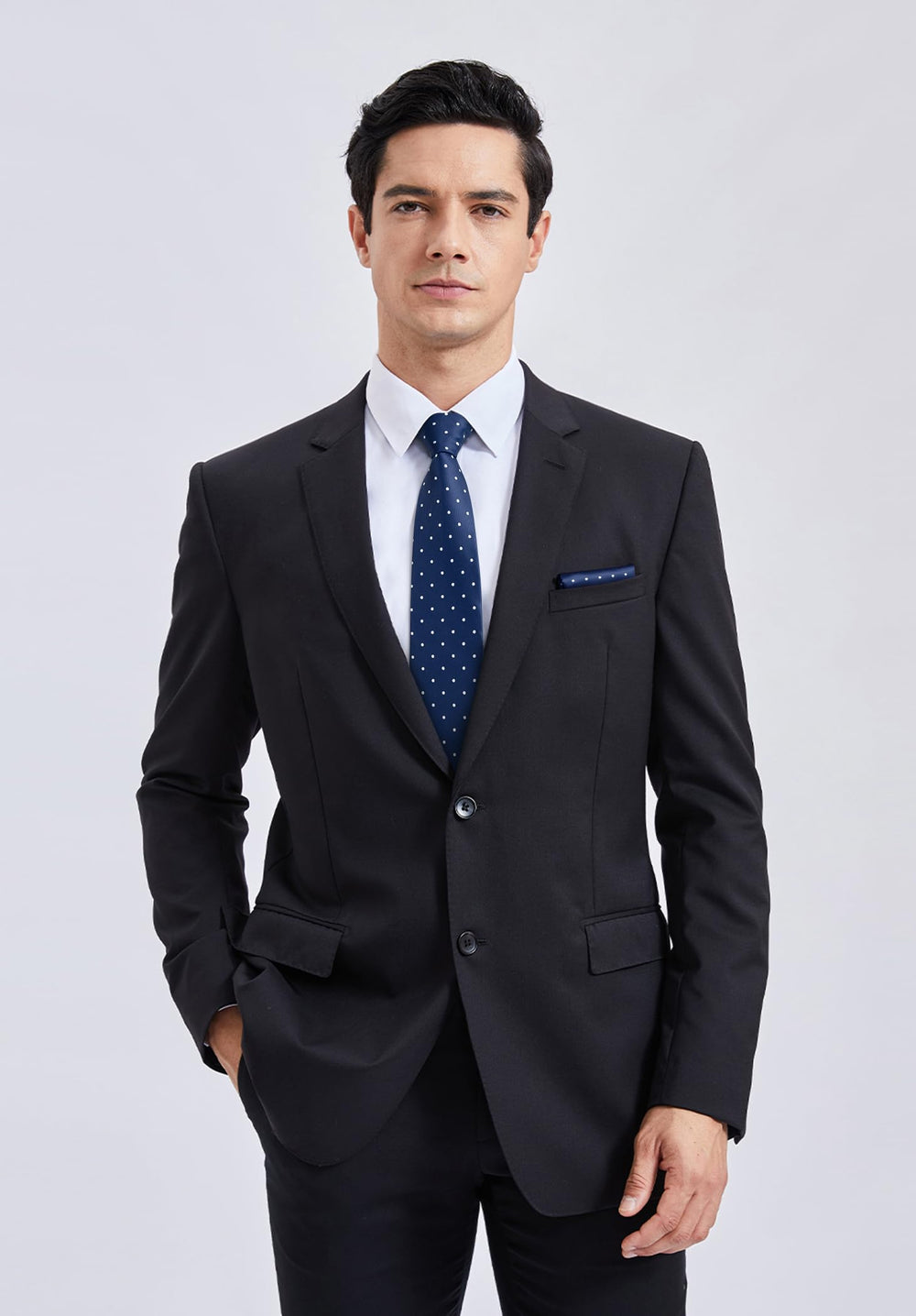HISDERN Navy Blue Ties for Men Formal Business Woven Si