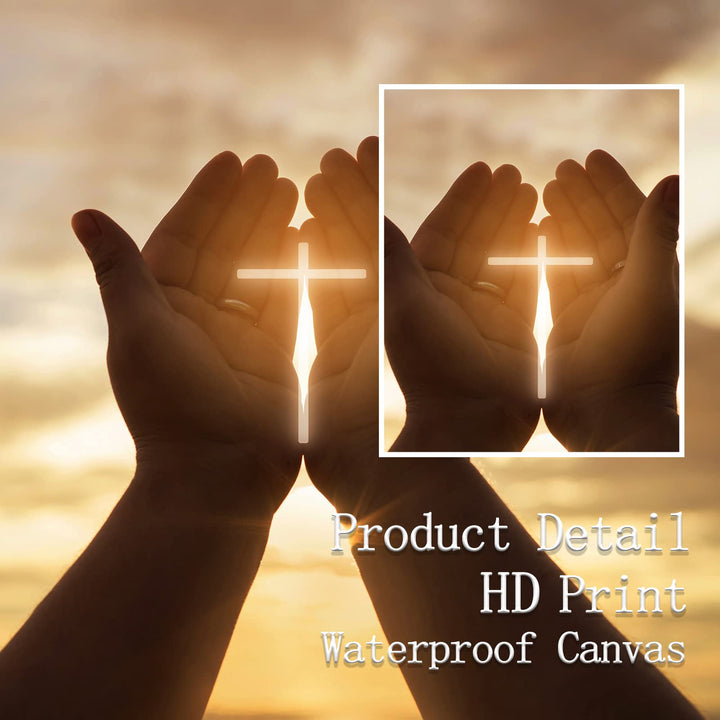 Jesus Christ Canvas Wall Art Jesus Hands Prayer Cross in Hands Poster 5 Pieces Artwork Painting for Living Room Home Decoration Suitable for Church(Unframed,YSWL-06)