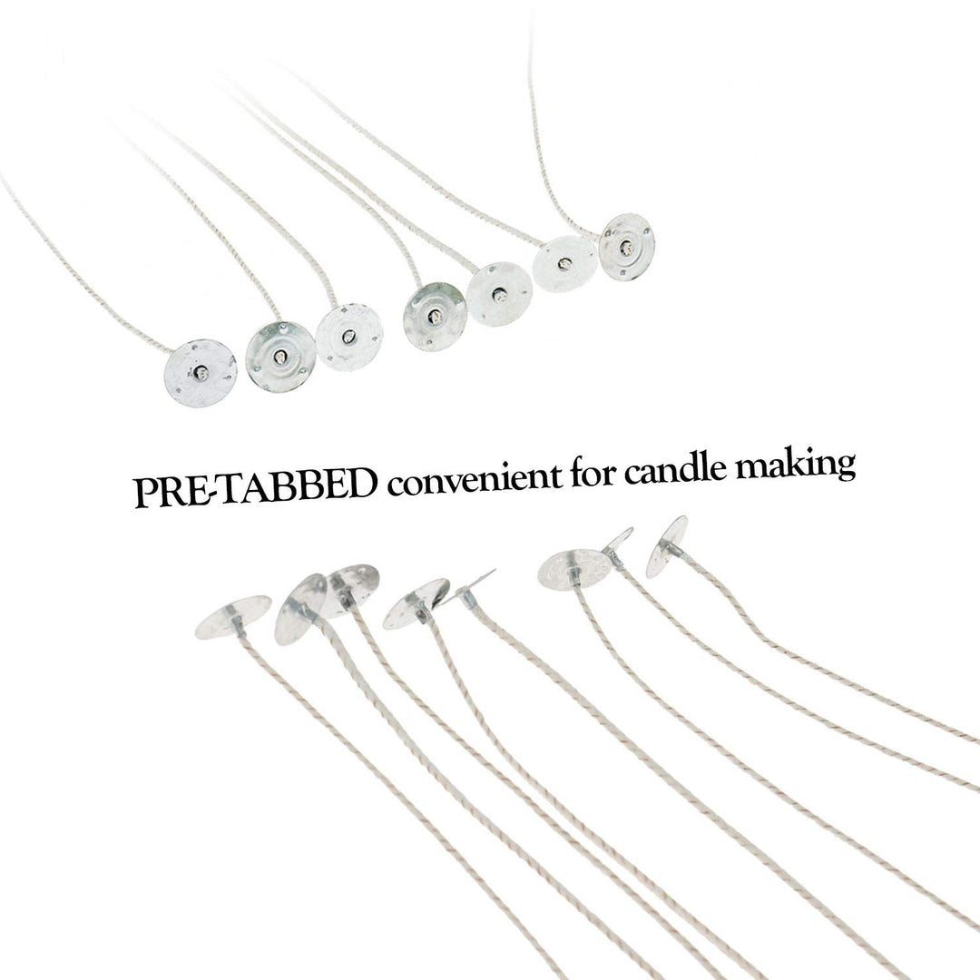 100pcs 6inch Soy Candle Wicks for Candle Making - Coated with Natural Soy Wax, Low Smoke - Cotton Threads Woven with Paper -Thick Candle Wick with Base.