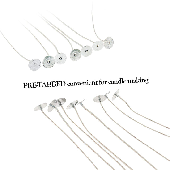 100pcs 6inch Soy Candle Wicks for Candle Making - Coated with Natural Soy Wax, Low Smoke - Cotton Threads Woven with Paper -Thick Candle Wick with Base.