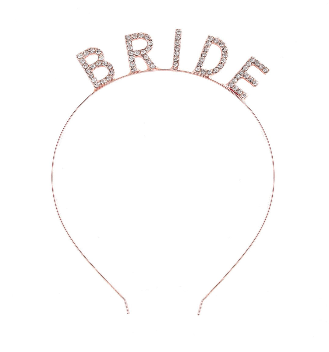 DaXi Bridal Headband Tiara with Sparkling Rhinestone BRIDE Elegant Crown Headband For Wedding Party