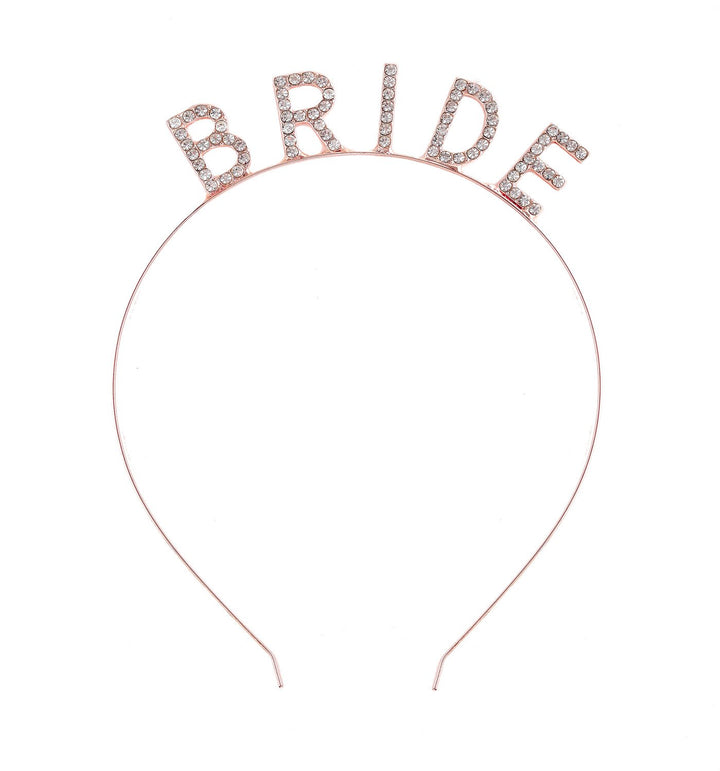 DaXi Bridal Headband Tiara with Sparkling Rhinestone BRIDE Elegant Crown Headband For Wedding Party