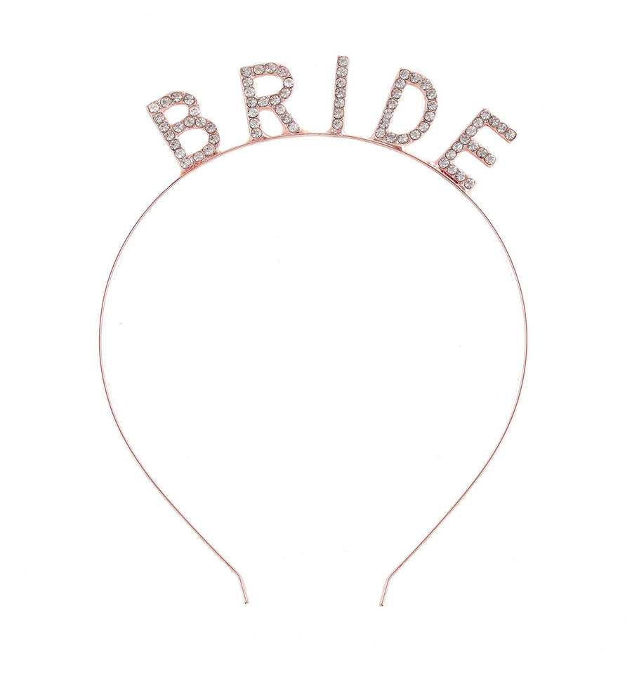 DaXi Bridal Headband Tiara with Sparkling Rhinestone BRIDE Elegant Crown Headband For Wedding Party