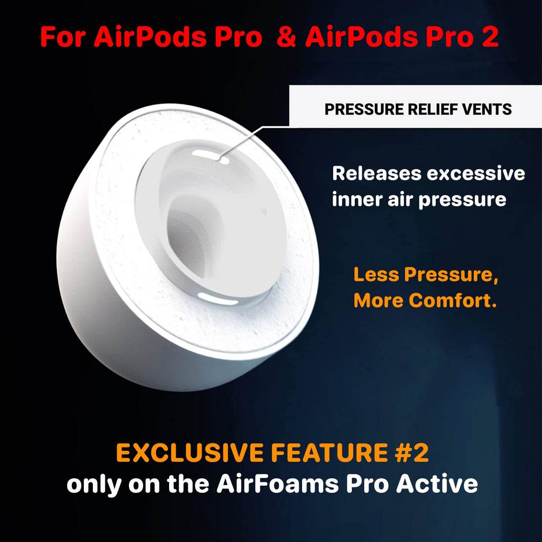 Patented Design Memory Foam Ear Tips for AirPods Pro and AirPods Pro 2 w/Silicone Shield. AirFoams Pro Active 2.0 Lasts 5X Longer. Replacement Tip. As seen on Kickstarter. (S/M/L, White)