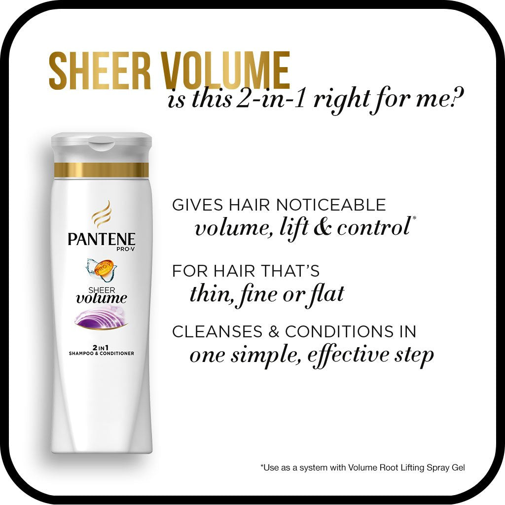 Pro-V 2 in 1 Shampoo &amp; Conditioner, Sheer Volume with Collagen, 12.6 Ounce