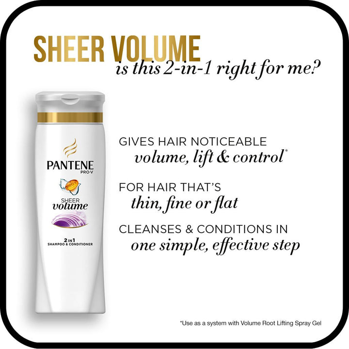 Pro-V 2 in 1 Shampoo &amp; Conditioner, Sheer Volume with Collagen, 12.6 Ounce