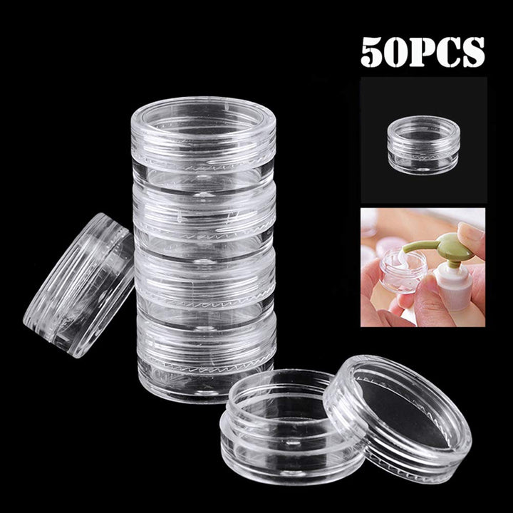 AKOAK 50 Pcs Portable 5g Plastic Transparent Vial Cosmetic Empty Bottle, Eye Shadow Lipstick Container