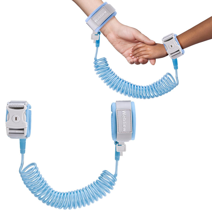 Reflective Anti Lost Wrist Link, Toddler Safety Leash with Key Lock, Safety Wrist Leash for Toddlers, Babies &amp; Kids 8.2 Feet (Blue-2)
