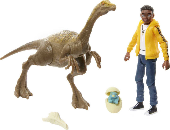 Jurassic World Toys Camp Cretaceous Darius and Gallimimus Human and Dino Pack with 2 Action Figures and 2 Accessories, Toy Gift Set and Collectible for Dinosaur Fans