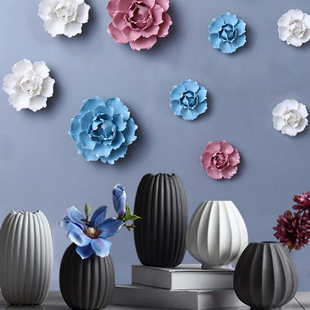Ceramic Decorative Flowers 3D Wall Hanging Decor Blue Peony 2.8