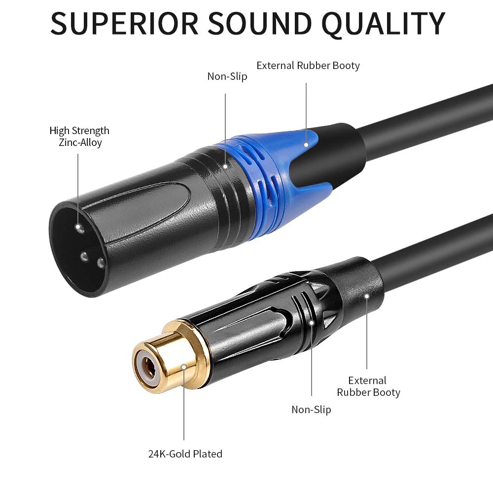 Disino Female RCA to XLR Male Cable,XLR to RCA Converte