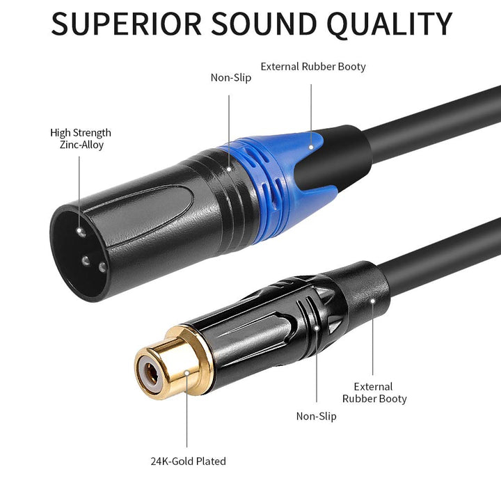 Disino Female RCA to XLR Male Cable,XLR to RCA Converte