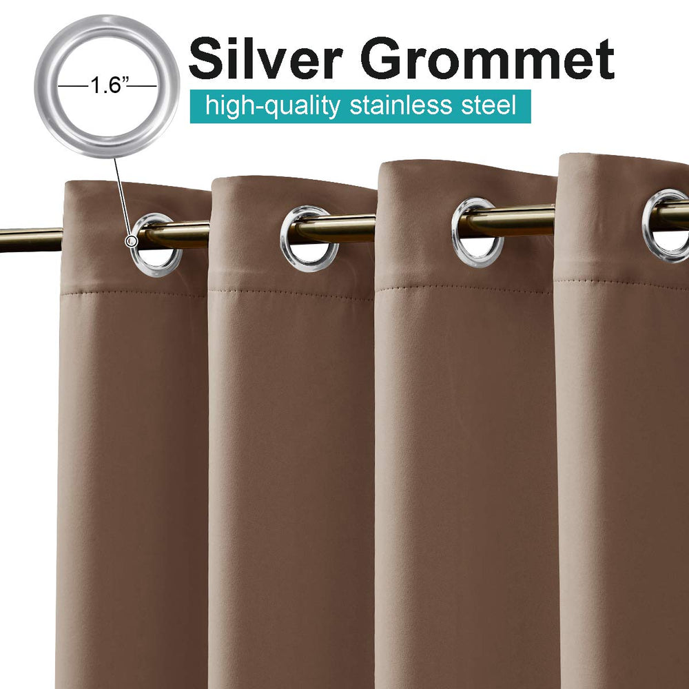 Outdoor Blackout Curtain for Patio Waterproof, Thermal Insulated Silver Rustproof Grommet Top Blackout Indoor Outdoor Curtain/Drape for Cabana, 1 Panel, W52 by L95, Tan