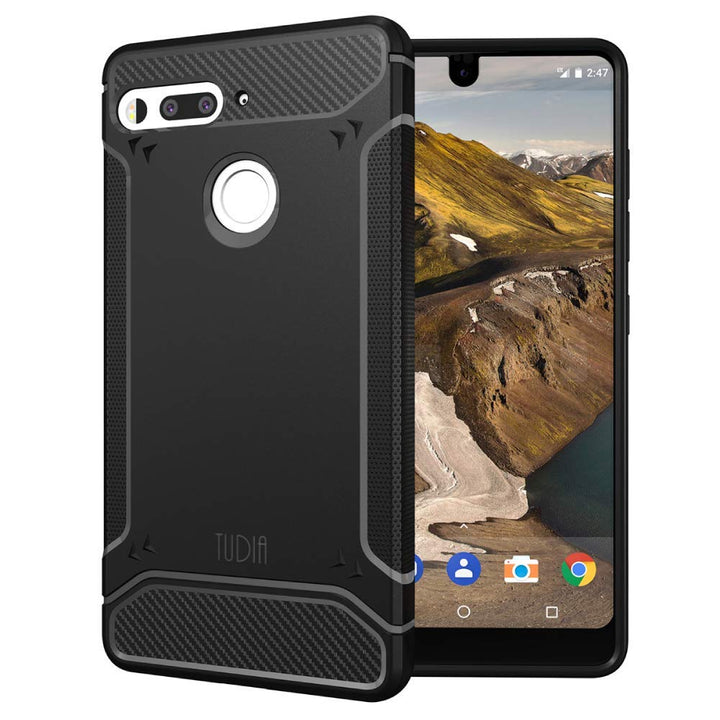 Essential Phone PH-1 Case, Carbon Fiber Design Lightweight [TAMM] TPU Bumper Shock Absorption Cover for Essential Phone PH-1 (Black)