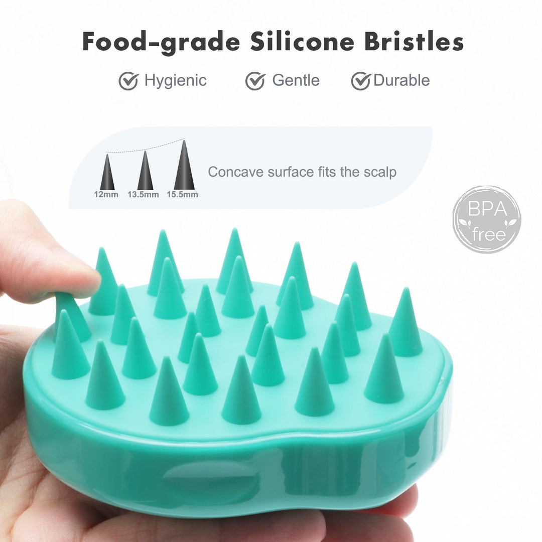 Green: Shampoo Brush Scalp Massager, FReatech [Wet &amp; Dry] Hair Scalp Massage Brush Soft Silicone Comb for Men, Women, Kids and Pets - Green