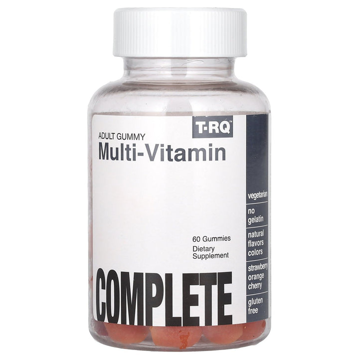 T.RQ Multi-Vitamin Gummy (Dietary Supplement), Natural Strawberry, Orange and Cherry, 60 Count