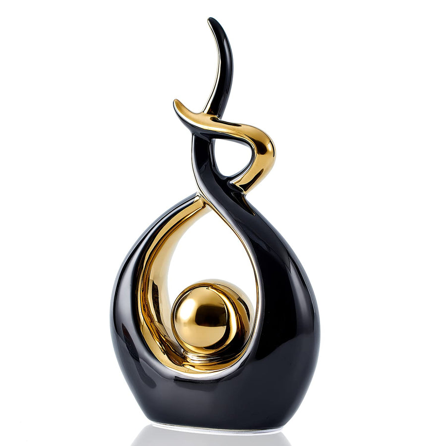 Home Decor Modern Abstract Art Ceramic Statue Table Decorations for Dining Room Living Room Office Centerpiece 10.8 H x 6.49 L (Black, Small)