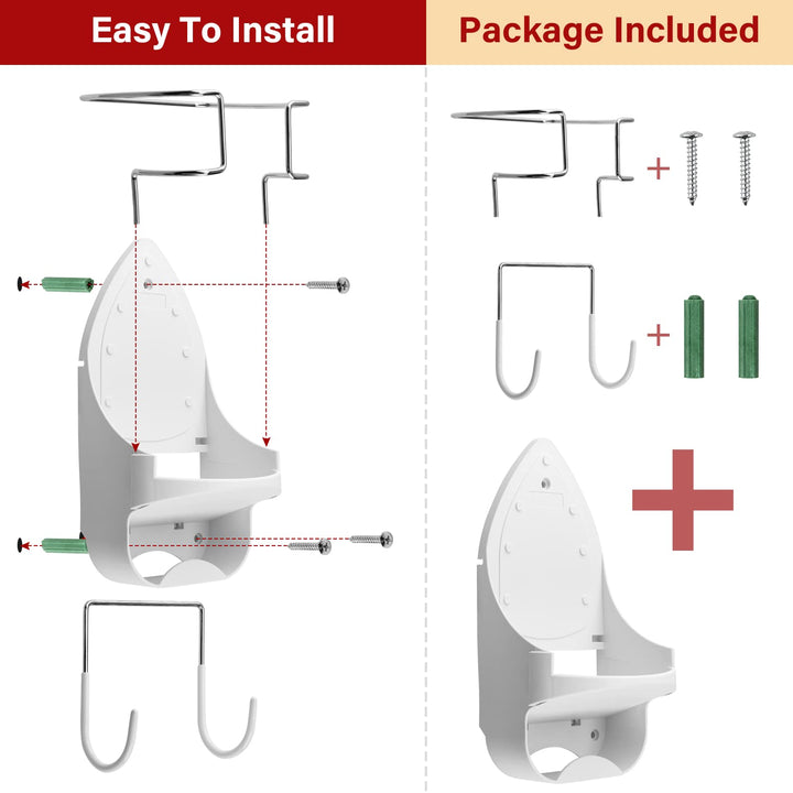 Ironing Board Hanger Wall Mount Ironing Board Holder Wall Mount for Laundry Rooms Storage Organizer, White