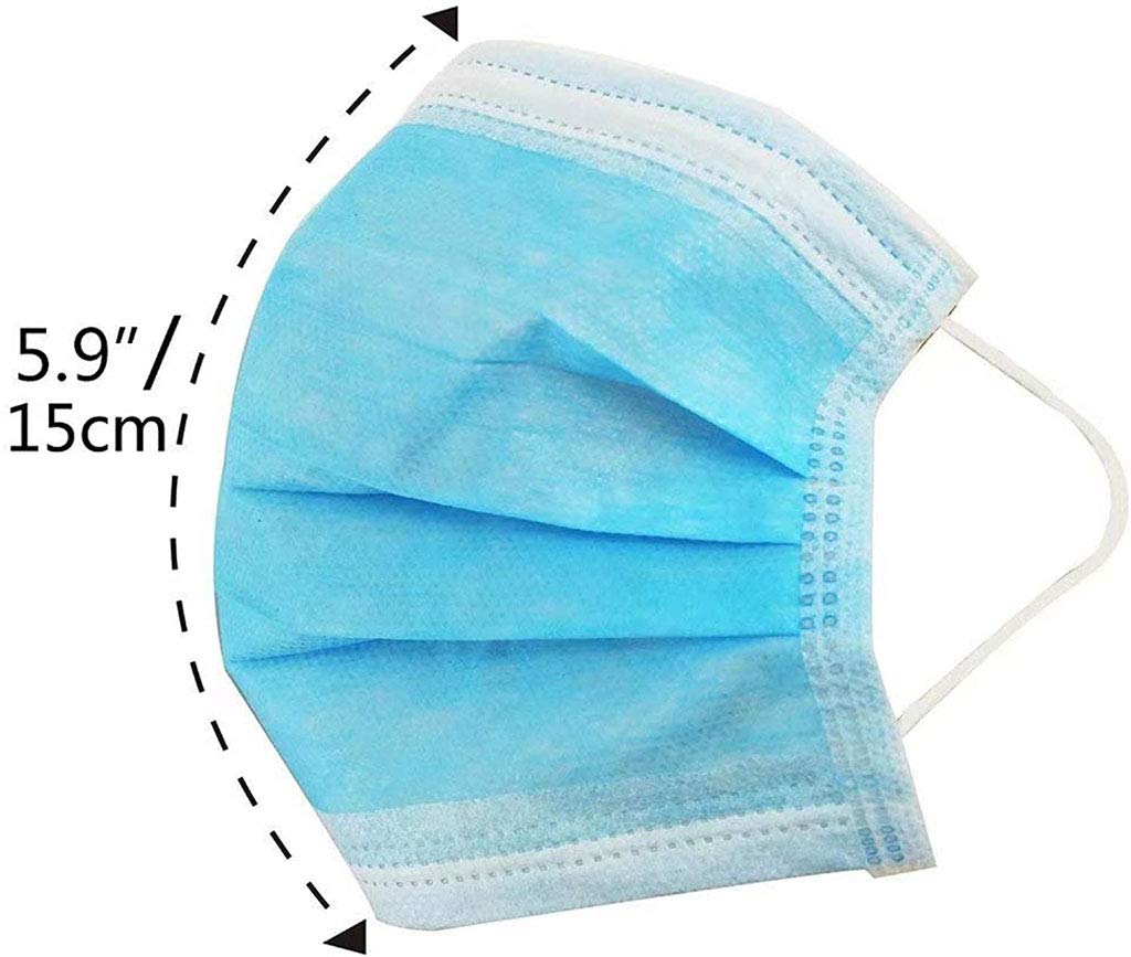 3 Ply Disposable Balaclavas with Elastic Ear Loops - Balaclavas 50 PCS - Soft &amp; Comfortable Filter Safety Mask for Dust Protection - Protective Blue