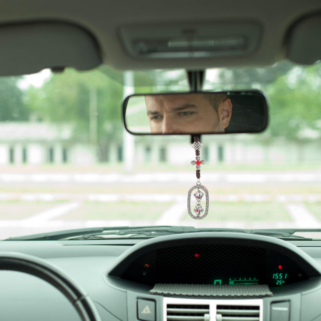 Prayer Wheel Pendant Keychain Car Decor Women Feng Shui Amulet Buddhist Vajra Hanging Ornament Rearview Mirror Charm Backpack Accessory