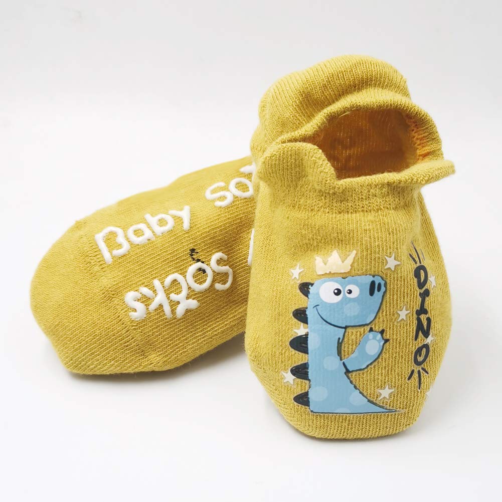 Toddler Anti Slip Non Skid No Show Socks Low Cut With Grips for Kids Boys Girls Size (3T-4T, Multicolor)