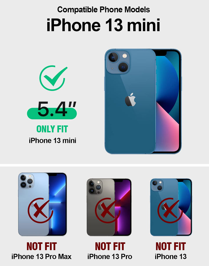 Guardian Series Case [Mil-Grade Drop Tested] Compatible with iPhone 13 Mini 5.4 inch, Full-Body Hybrid Shockproof Protective Rugged Clear Cover Case with Built-in Screen Protector, Black