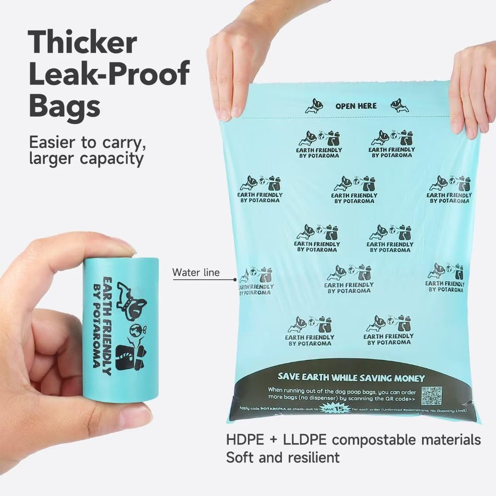 Dog Poop Bags, 8 Rolls Guaranteed Leak-Proof Doggie Poop Bags, Extra Thick Waste Bags, Lavender Scented, 120 Count, Includes Flashlight Bag Dispenser Holder