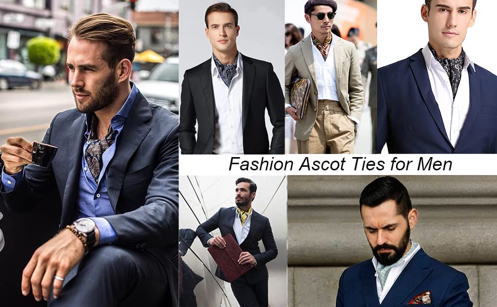 HISDERN Ascot Tie Mens Formal Cravat Ties Floral Paisle